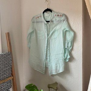 Promod thin mint blouse button up top